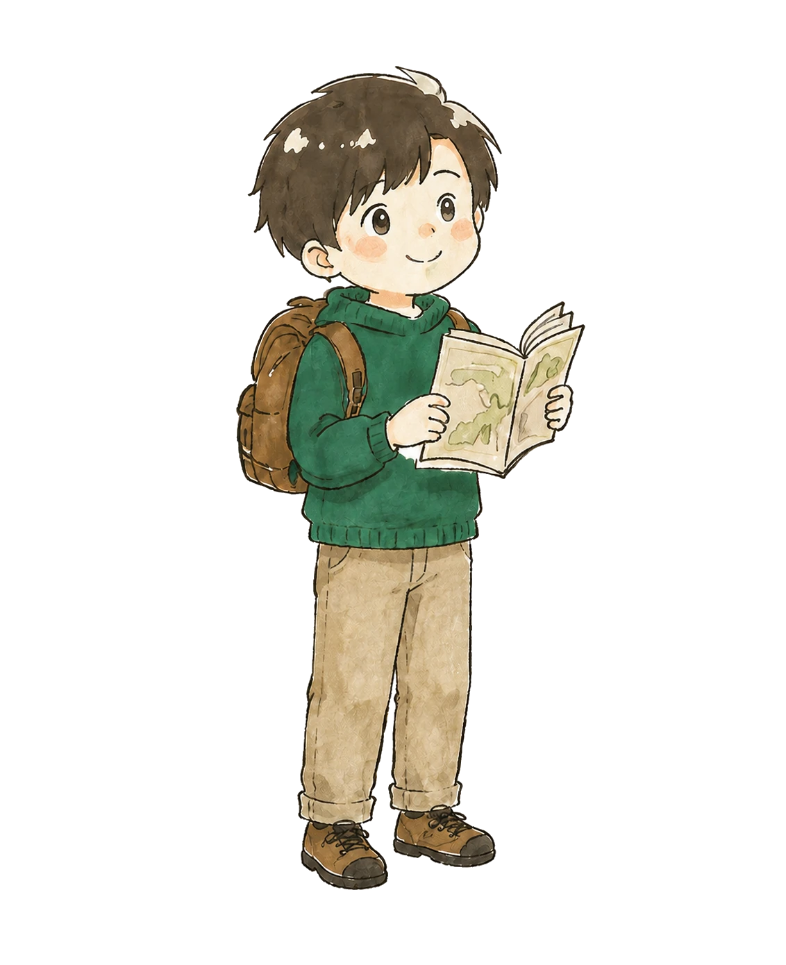 リュックを背負って地図を読むにゃんごろす