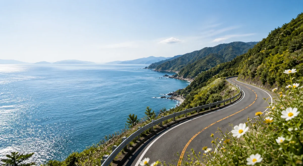 四国の海岸沿いを走る道